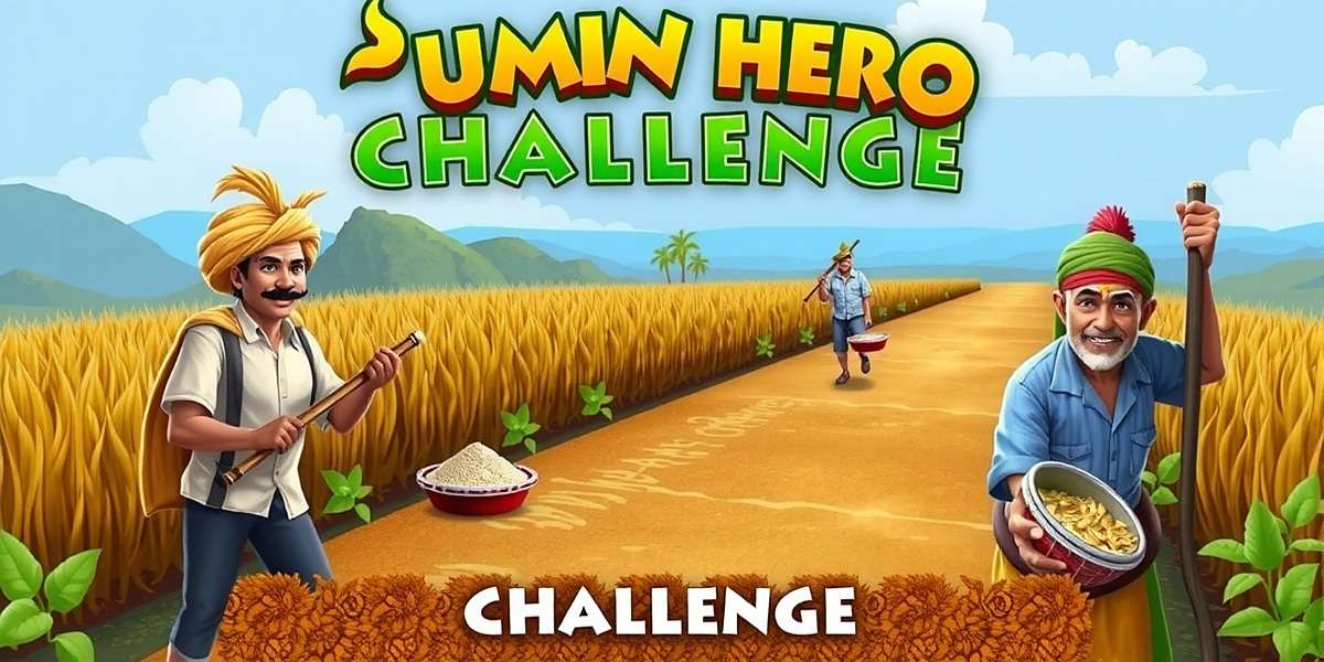Cumin Hero Challenge Official Cover Cumin Hero Challenge game cover showing Indian farmers harvesting spices with traditional tools